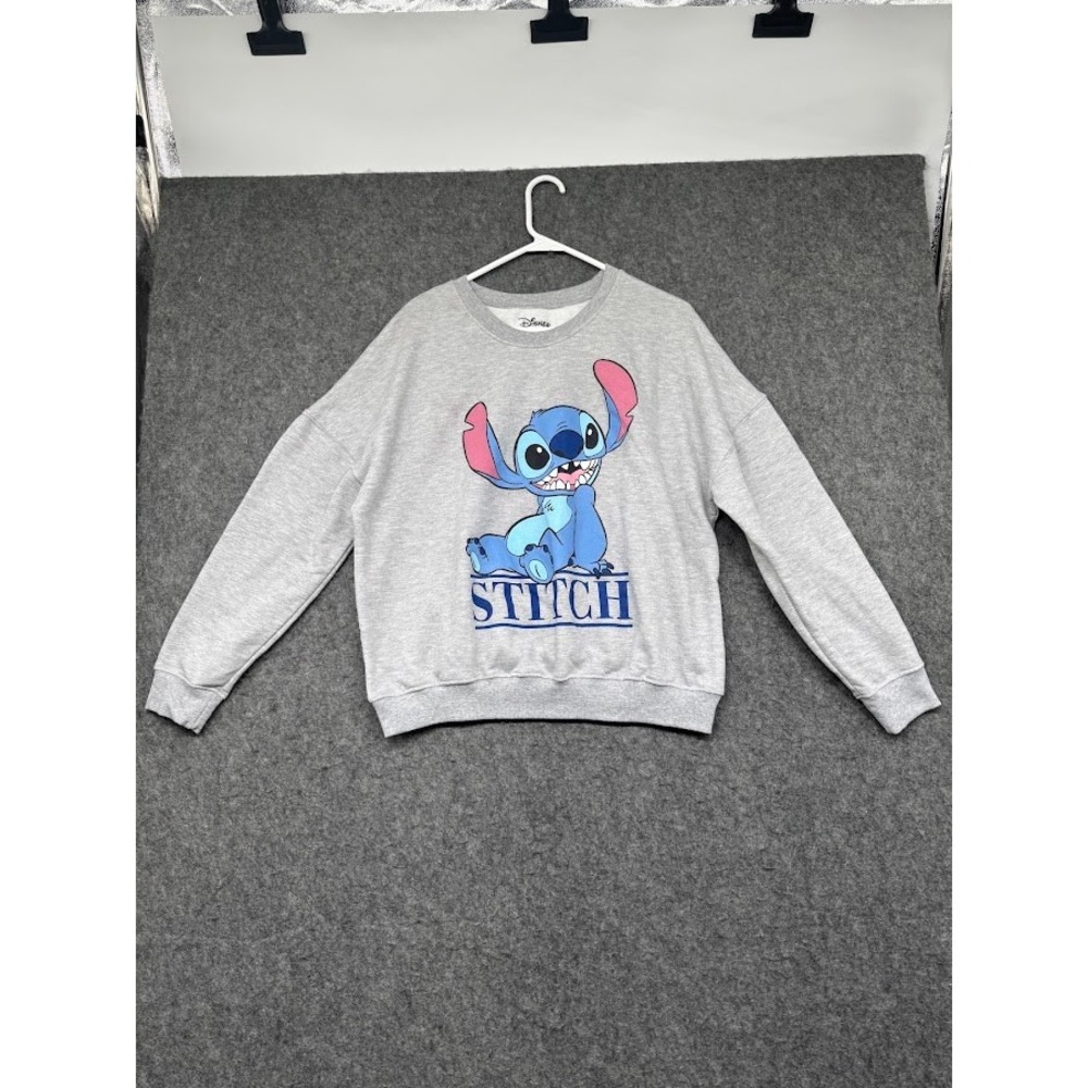 Disney Lilo & Stitch Graphic Sweatshirt Womens XL Heather Gray Crewneck Pullover